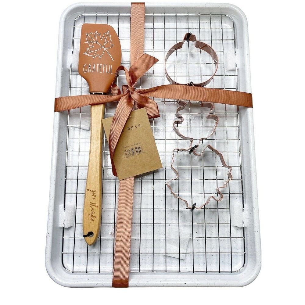 Rae Dunn 6 Pc Baking Set Grateful Amber Cookie Cutter Spatula Cookie She…